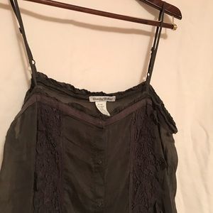 Charcoal grey silk sheer shift slip dress